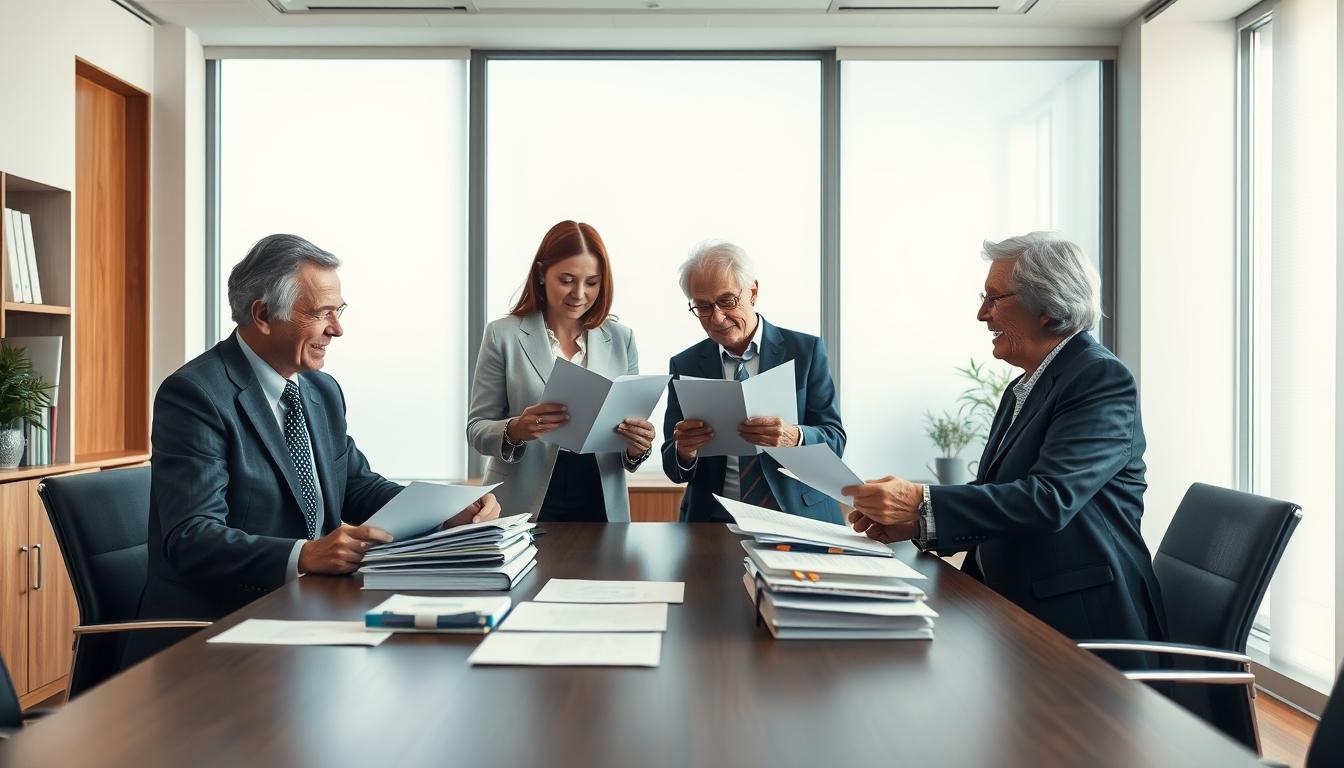 Family reviewing legal documents